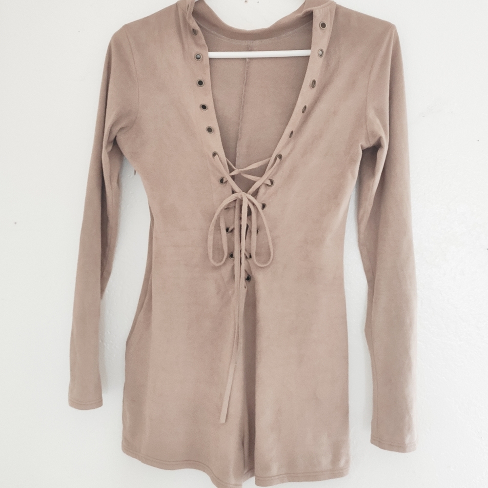 Fashion Nova faux suede playsuit